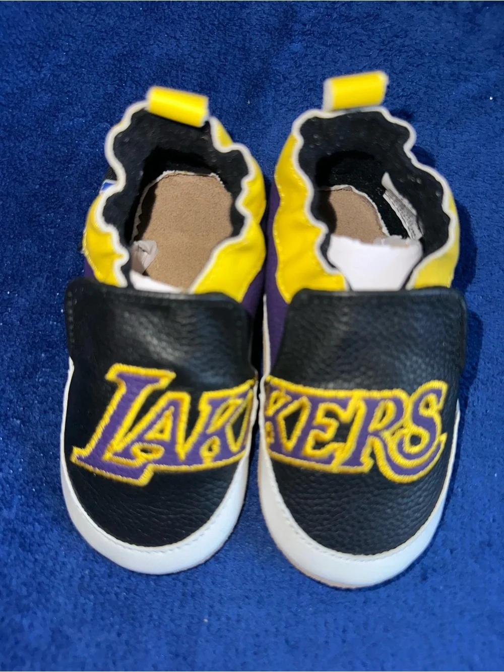 Robeez NBA LA Lakers Logo Soft Soles Baby Slip On Crib Shoes Size 12-18 NEW